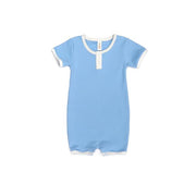 SHORT SLEEVE ROMPER Blue & Natural