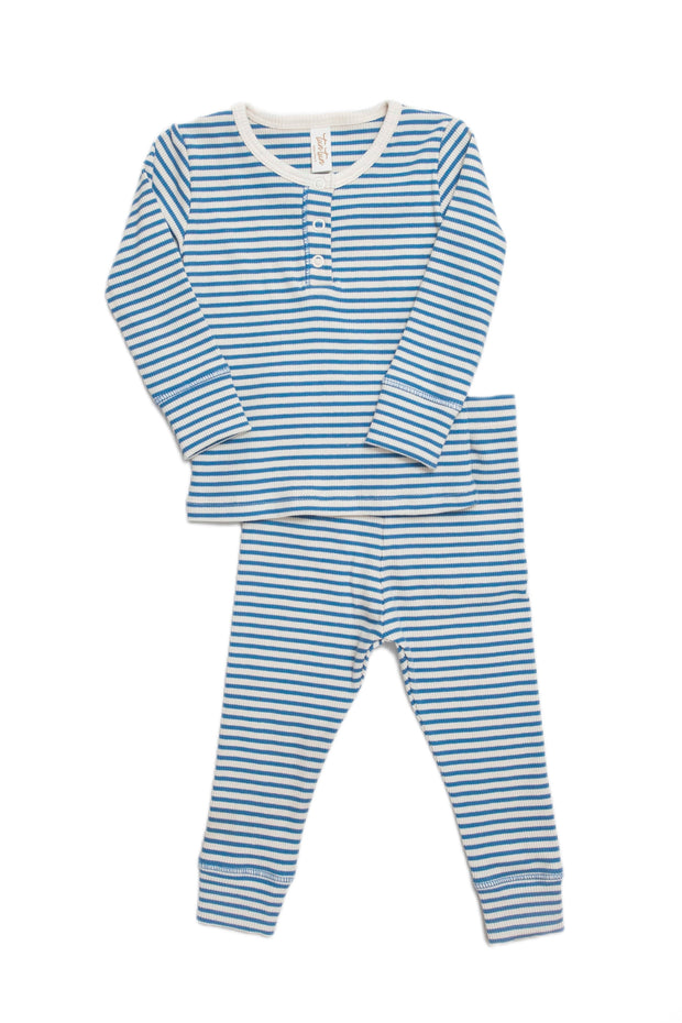 Federal blue Stripes Henley top Set