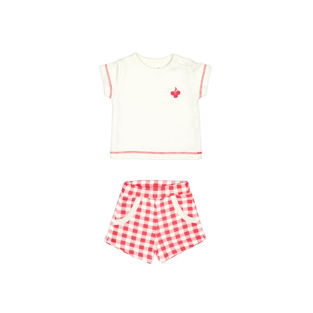 Set Top + short Natural & Strawberry