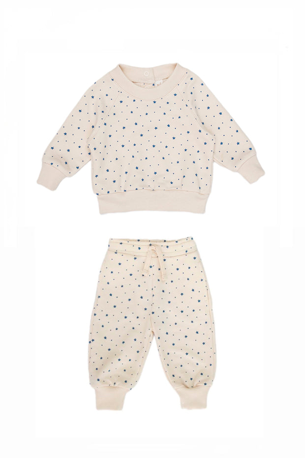 Little Stars White Swan Set Aspen Pullover + Pant Pima Cotton