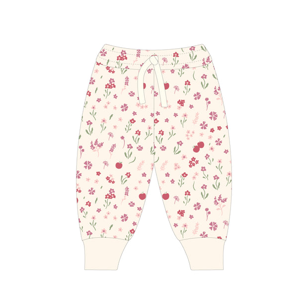 Flowers White Swan Set Ruffle Pullover + Pant Pima Cotton