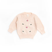 Baby Pink Flower Embroidery Sweater Pima Cotton