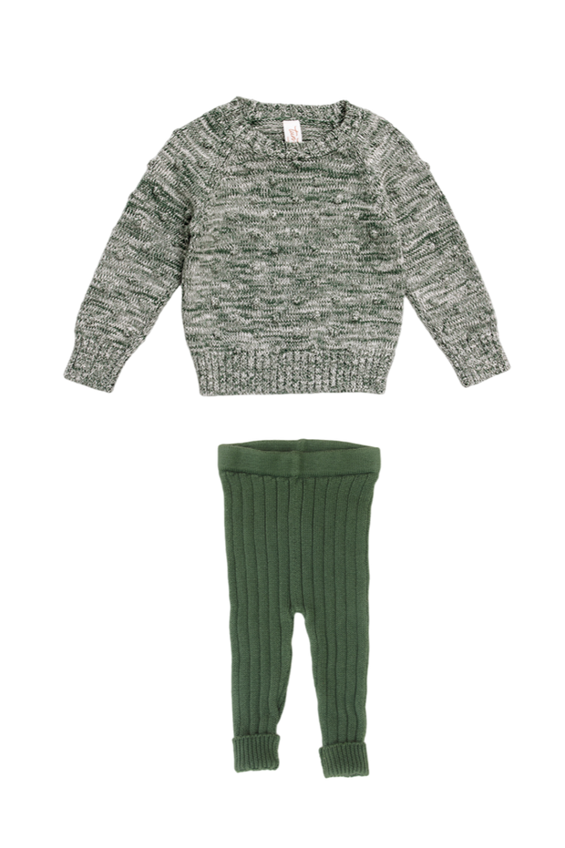 Green Forest Marl Set Jo Sweater + Leggins Pima Cotton