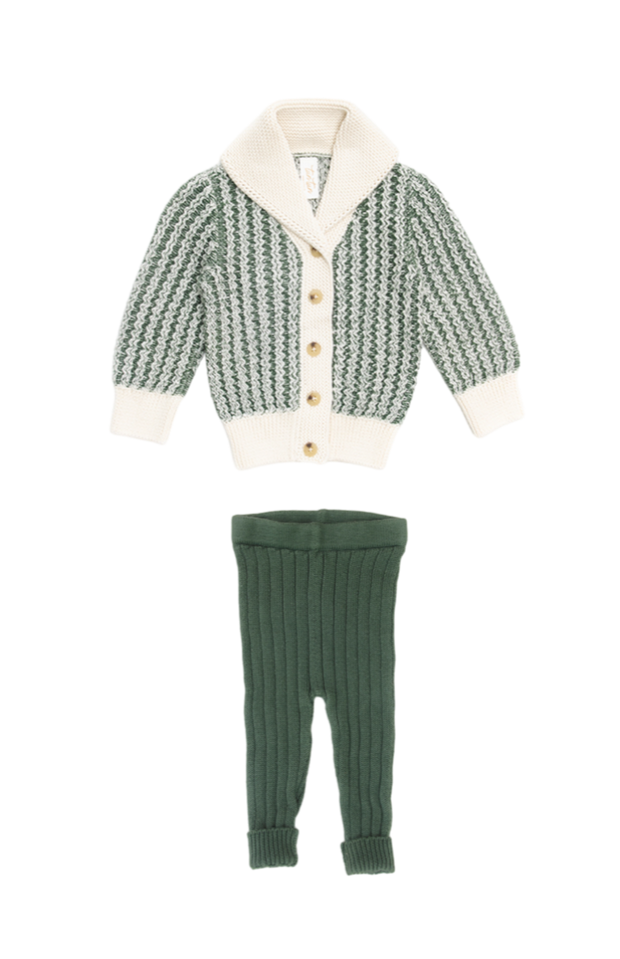 Green Forest & Natural Set Chase Cardigan + Leggins Pima Cotton