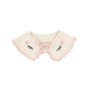 Natural & Pink Embroidery Collar Pima Cotton