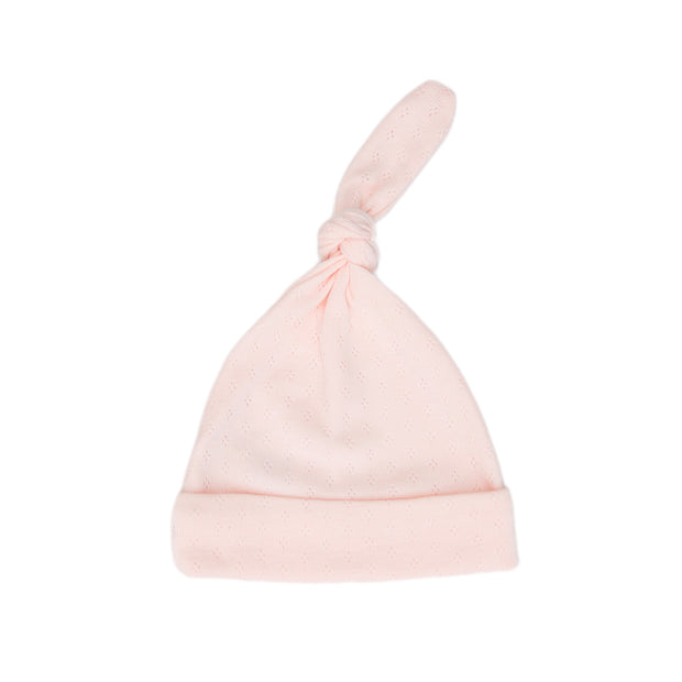 Baby pink Pointelle knot hat