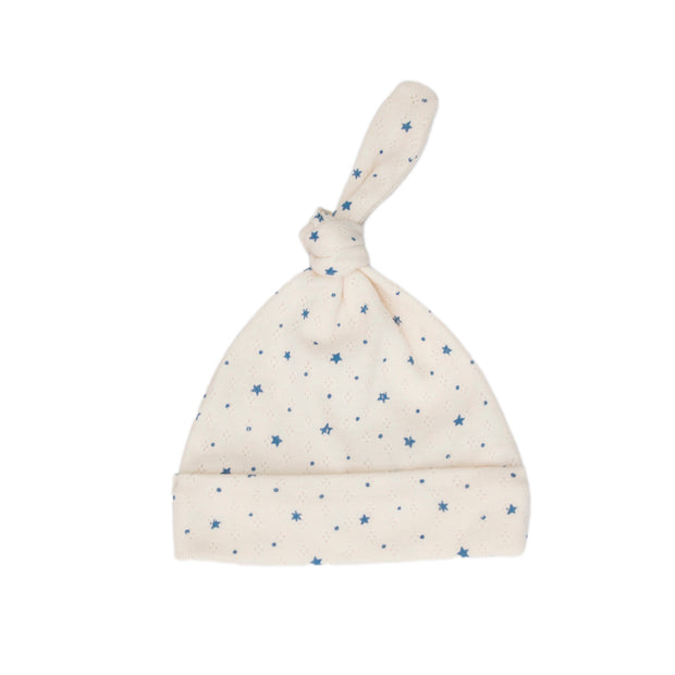 Little stars white swan Pointelle knot hat