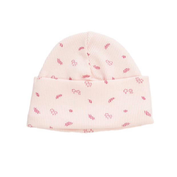 Little mushrooms baby pink Ribbed hat