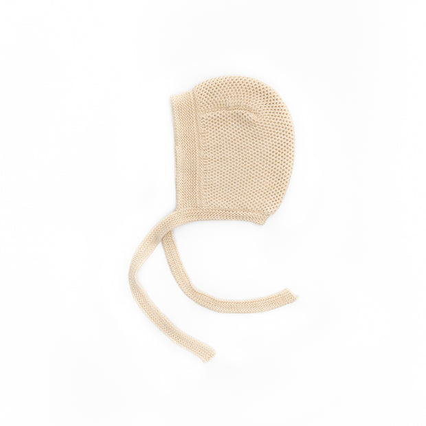 Oatmeal marl Knitted Bonnet Pima Cotton