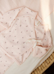 Little Flowers Baby Pink Pointelle Kimono Set