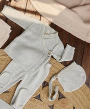 Baby Blue Marl Knitted Kimono Set Pima Cotton