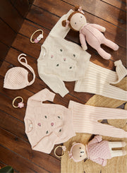 Baby Pink Flower Embroidery Sweater Pima Cotton