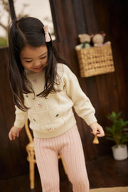 Baby Pink Flower Embroidery Sweater Pima Cotton