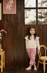 Flowers White Swan Set Ruffle Pullover + Pant Pima Cotton